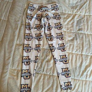 REDBUBBLE brand white leggings with Marquette University logo size medium